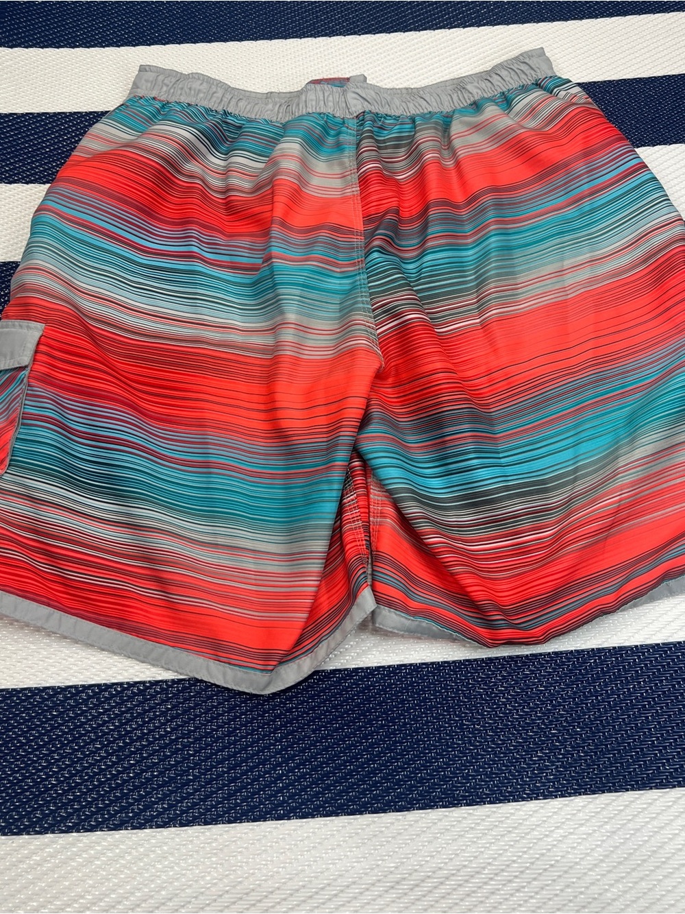 Nike Men’s Striped Swim Trunks Coral Teal - Picture 3 of 8